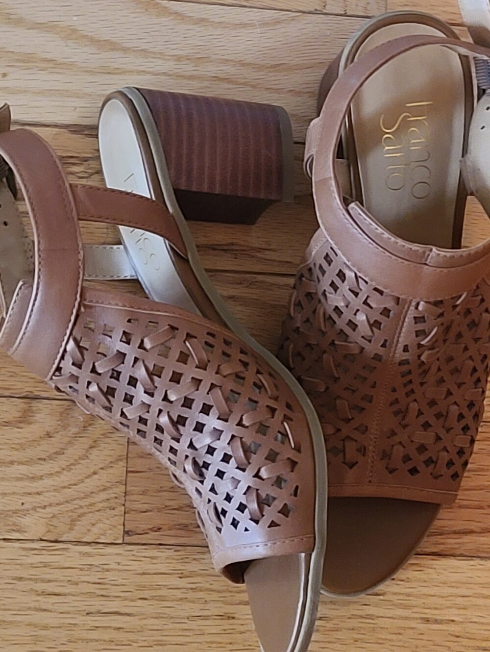 Franco SartoFRANCO SARTO Harlet3 tan leather block 3in heel sandalbuckle Sz 6 5 - Picture 2 of 8